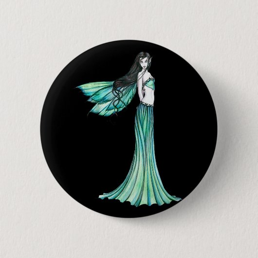 Badge Rond 5 Cm Bouton épinglé de fée verte (Devant)