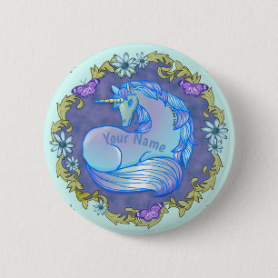 Badge Rond 5 Cm Bouton épingle de jolie licorne