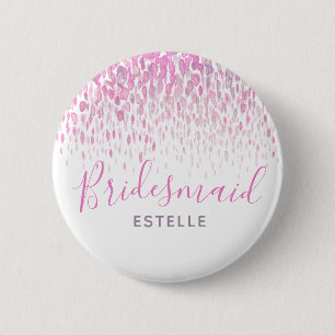 Badge Rond 5 Cm Bouton épingle du mariage d'art abstrait rose Brid