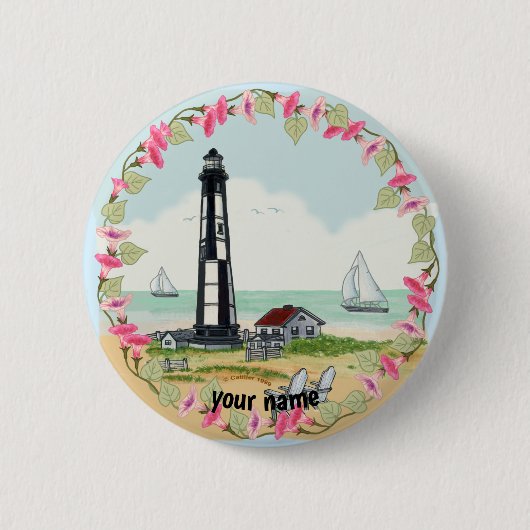 Badge Rond 5 Cm Bouton épingle du phare Cape Henry (Devant)