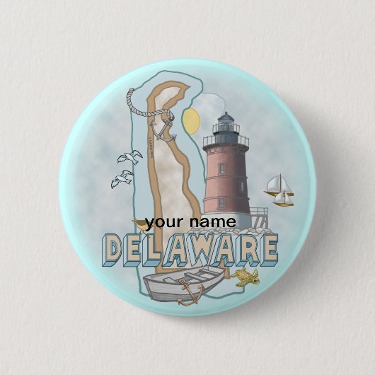 Badge Rond 5 Cm Bouton épingle du phare Delaware (Devant)