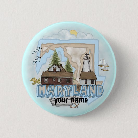 Badge Rond 5 Cm Bouton épingle du phare du Maryland (Devant)