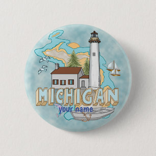 Badge Rond 5 Cm Bouton épingle du phare du Michigan