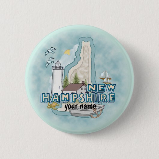 Badge Rond 5 Cm Bouton épingle du phare du New Hampshire (Devant)