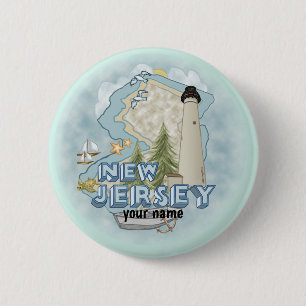 Badge Rond 5 Cm Bouton épingle du phare du New Jersey