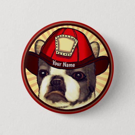 Badge Rond 5 Cm Bouton épingle du pompier Boston Terrier (Devant)