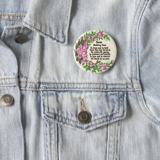 Badge Rond 5 Cm Bouton épingle Joli Mariage Rose Vows (En situation)