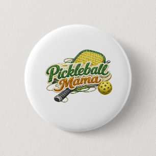 Badge Rond 5 Cm Bouton épinglé Maman Pickleball Rétro pour la fête