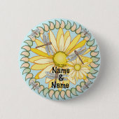 Badge Rond 5 Cm Bouton épingle marguerite jaune (Devant)