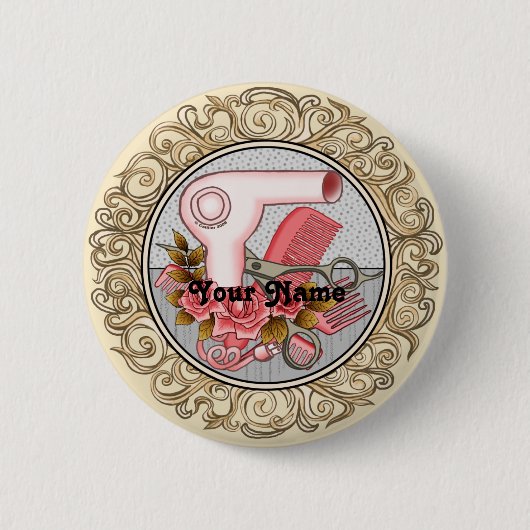 Badge Rond 5 Cm Bouton épingle Rose de beauté (Devant)