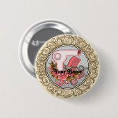 Badge Rond 5 Cm Bouton épingle Rose de beauté (Devant & derrière)