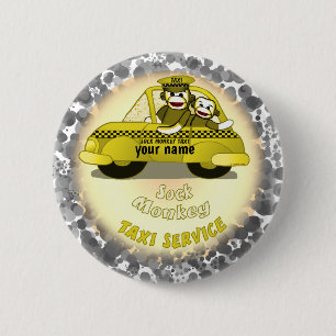 Badge Rond 5 Cm Bouton épinglé Taxi Singe Chaussette