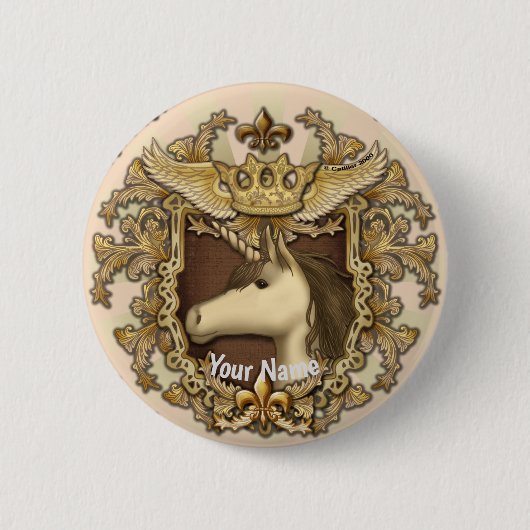 Badge Rond 5 Cm Bouton épingle Unicorn (Devant)