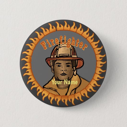 Badge Rond 5 Cm Bouton épinglette Black Firefighter (Devant)