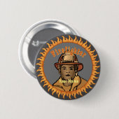 Badge Rond 5 Cm Bouton épinglette Black Firefighter (Devant & derrière)