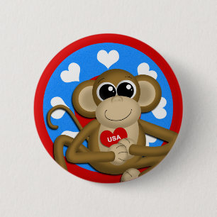 Badge Rond 5 Cm Bouton épinglette de singe Patriotic USA