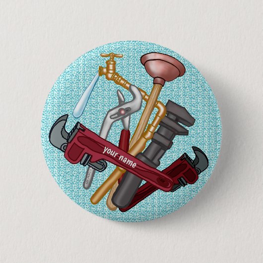 Badge Rond 5 Cm Bouton épinglette des outils de plomberie (Devant)