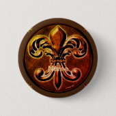 Badge Rond 5 Cm Bouton épinglette Fleur De Lis (Devant)