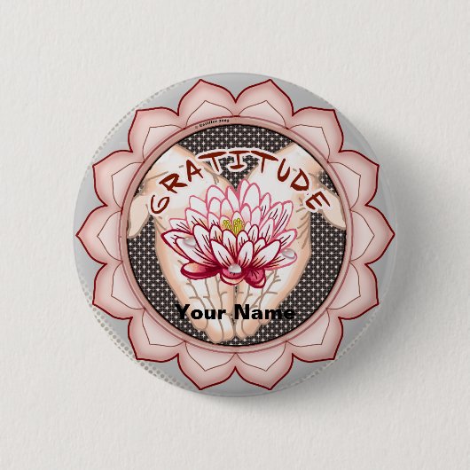 Badge Rond 5 Cm Bouton épinglette Gratitude Lotus (Devant)