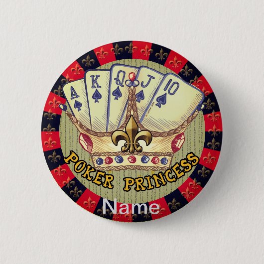 Badge Rond 5 Cm Bouton épinglette Poker Princess (Devant)