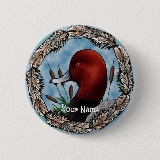Badge Rond 5 Cm Bouton épinglette RedHead Duck (Devant)
