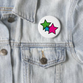 Badge Rond 5 Cm Bouton étoile néon (En situation)