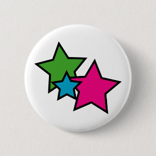 Badge Rond 5 Cm Bouton étoile néon