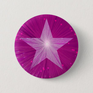 Badge Rond 5 Cm Bouton étoile rose