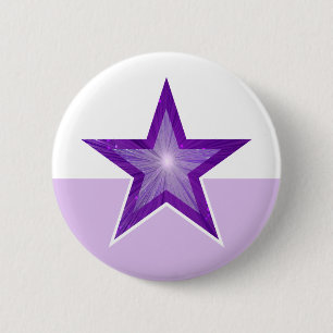 Badge Rond 5 Cm Bouton étoile violet blanc violet clair