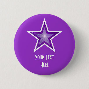 Badge Rond 5 Cm Bouton étoile violette 'Votre texte' violet