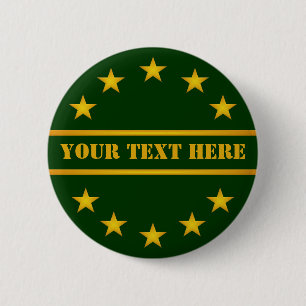 Badge Rond 5 Cm Bouton ÉTOILES EN OR PERSONNALISÉES