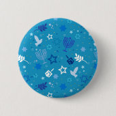 Badge Rond 5 Cm Bouton Étoiles Hanoukka (Devant)
