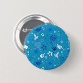 Badge Rond 5 Cm Bouton Étoiles Hanoukka (Devant & derrière)
