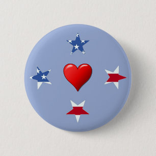 Badge Rond 5 Cm Bouton Étoiles patriotiques