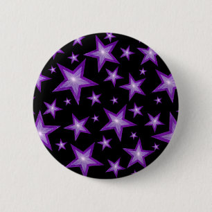 Badge Rond 5 Cm Bouton Étoiles violettes noir