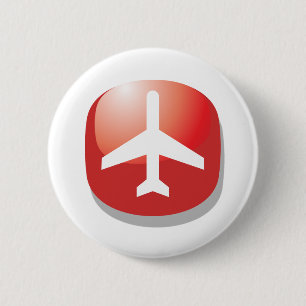 Badge Rond 5 Cm Bouton Facile rouge de l'avion