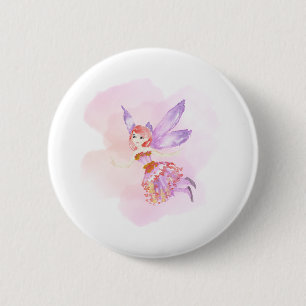 Badge Rond 5 Cm Bouton Fairy Aquarelle
