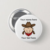 Badge Rond 5 Cm Bouton FAIT SUR COMMANDE de BRUN de COW-GIRL (Devant & derrière)