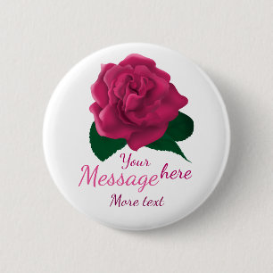 Badge Rond 5 Cm Bouton fait sur commande rose des textes de fleur