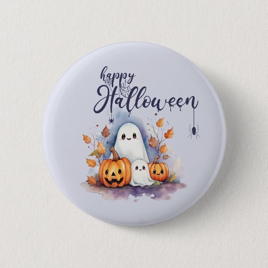 Badge Rond 5 Cm Bouton Fantôme Citrouille Halloween éffrayant (Devant)