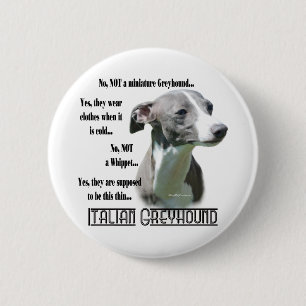 Badge Rond 5 Cm Bouton FAQ italien Greyhound