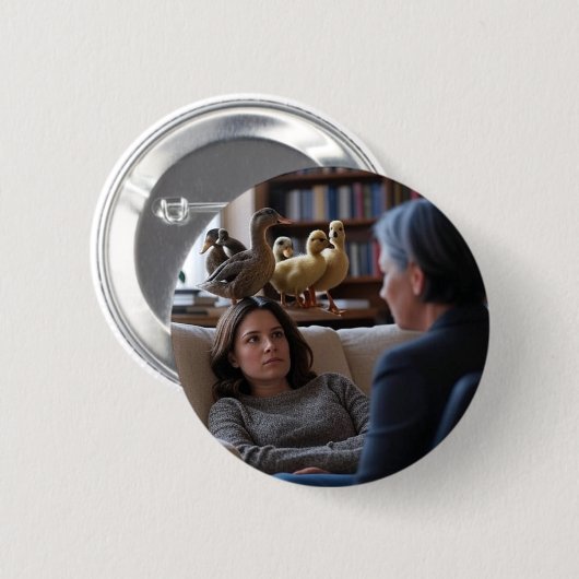 Badge Rond 5 Cm Bouton Fascination pour les canards (Devant & derrière)