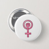 Badge Rond 5 Cm Bouton féministe de poing (Devant & derrière)