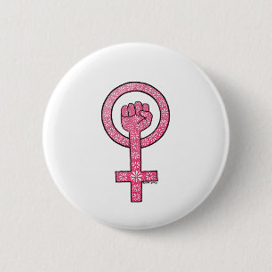 Badge Rond 5 Cm Bouton féministe de poing