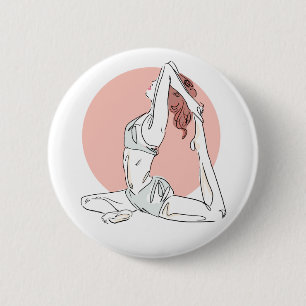 Badge Rond 5 Cm Bouton Femme Yoga