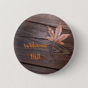 Badge Rond 5 Cm Bouton Feuille d'automne de bienvenue
