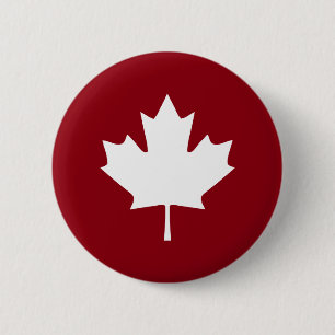 Badge Rond 5 Cm Bouton Feuille d'érable du Canada - Couleurs inve