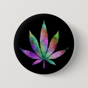 Badge Rond 5 Cm Bouton Feuille Galaxy