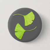 Badge Rond 5 Cm Bouton Feuille Ginkgo (Devant)