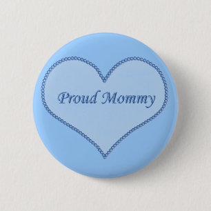 Badge Rond 5 Cm Bouton Fier Maman, Bleu